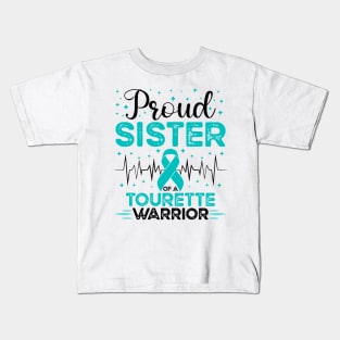 Proud Sister Of A Tourette Warrior Tourette Syndrome Awareness Kids T-Shirt